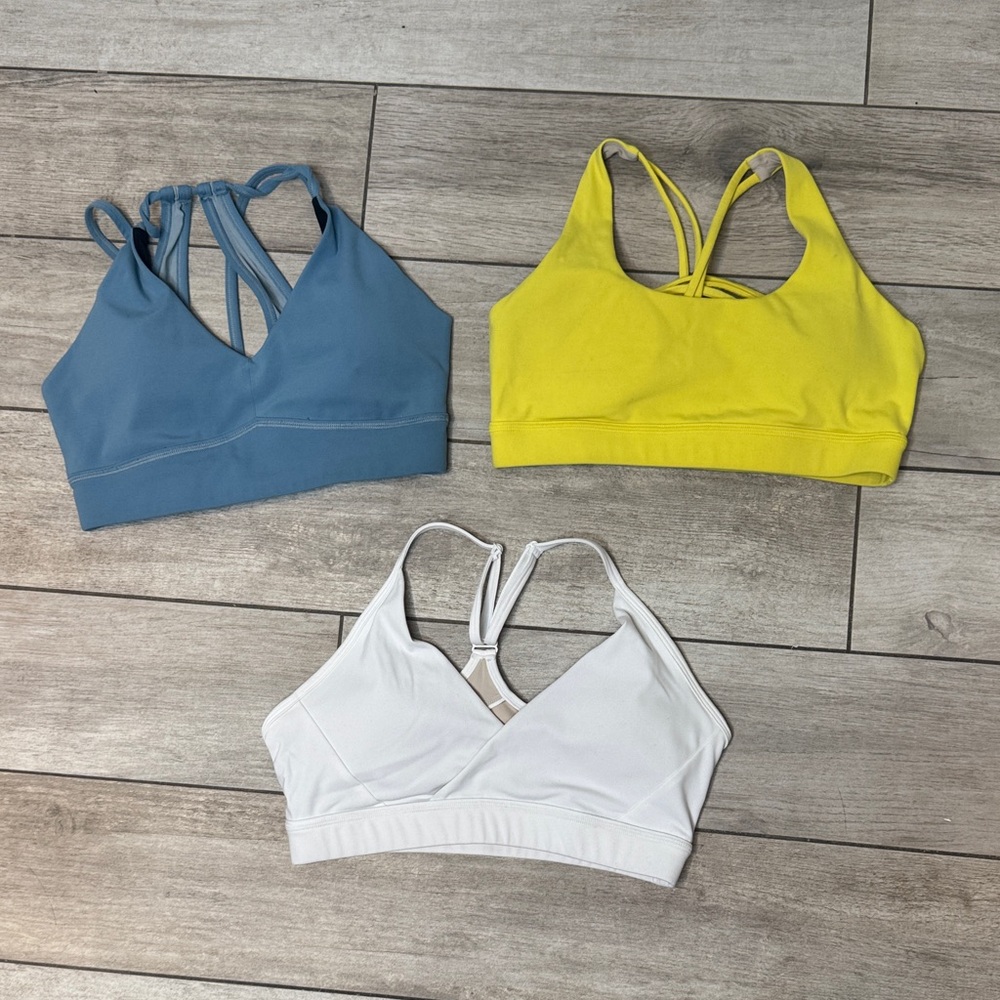 TYC TilYouCollapse Size Small Set of Three Sports Bras in Blue, Yellow, White
